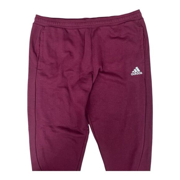 Adidas Men Multi Sport Track Pants 2XL Burgundy Shadow Red Drawstring Fleece - Picture 2 of 12